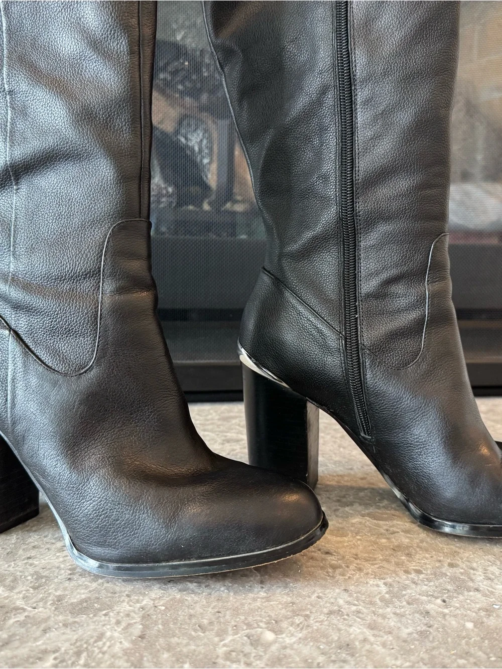 Classic White House Black Market Black Knee-High Block Heel Boots - Women's